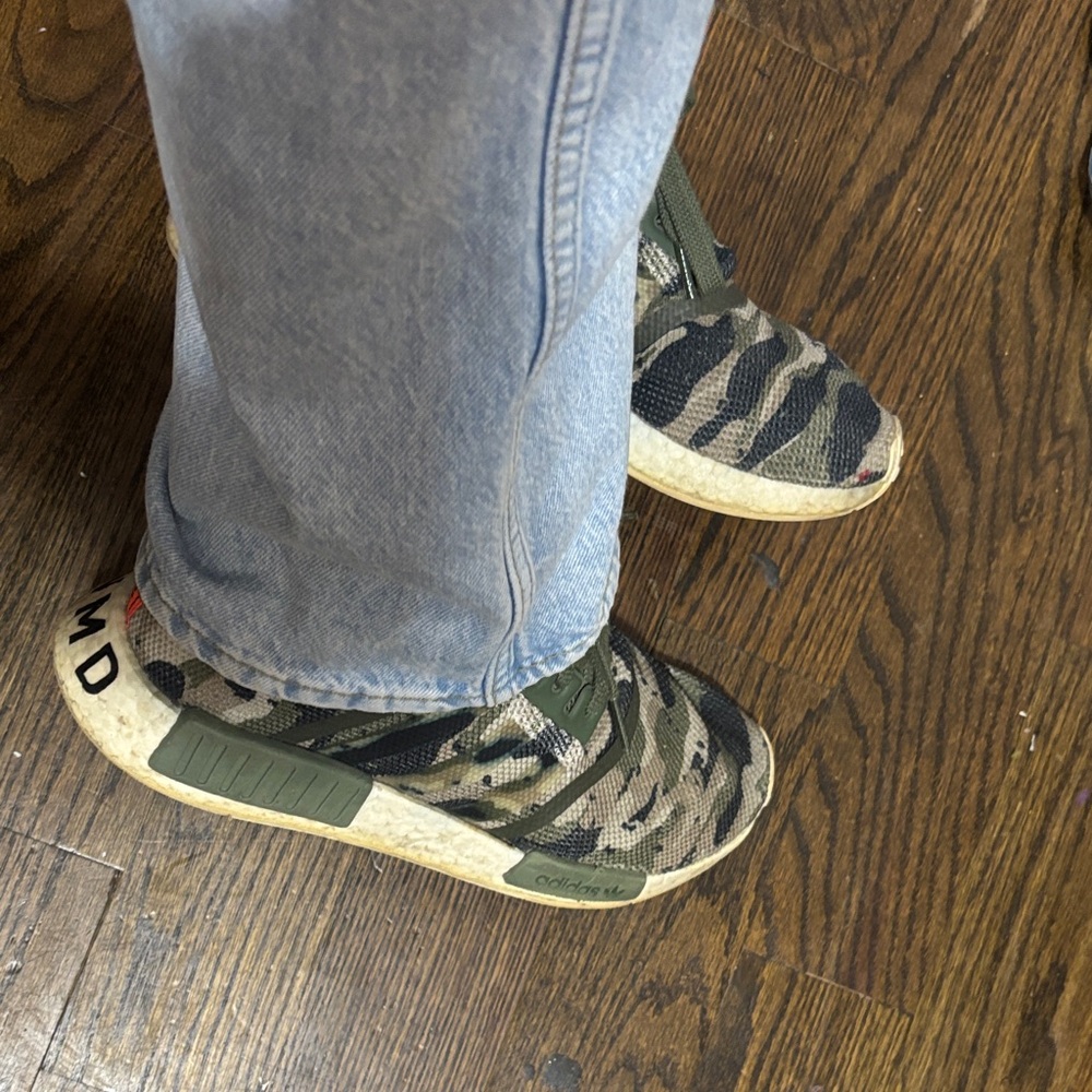 adidas Camouflage Athletic Shoes - Green and Black